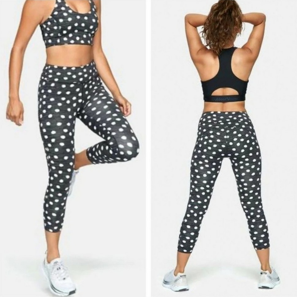Outdoor Voices Workout Leggings Polka Dot Tech Sweat 3/4 Size S